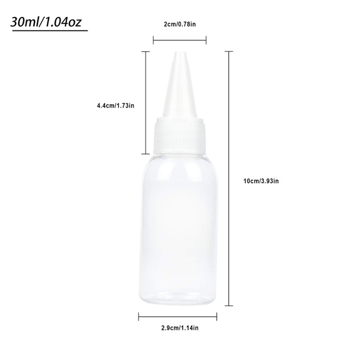 TRENDBOX 1oz / 30ml Plastic Bottle Pointed Mouth Top Cap for Essential Oils, Liquid - 12 Pack