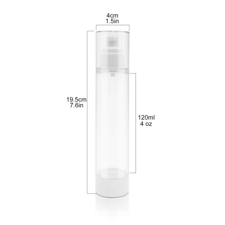 TRENDBOX 120ml / 4oz Airless Vaccum Pump Travel Bottles for Lotions, Cream - 6 Pack