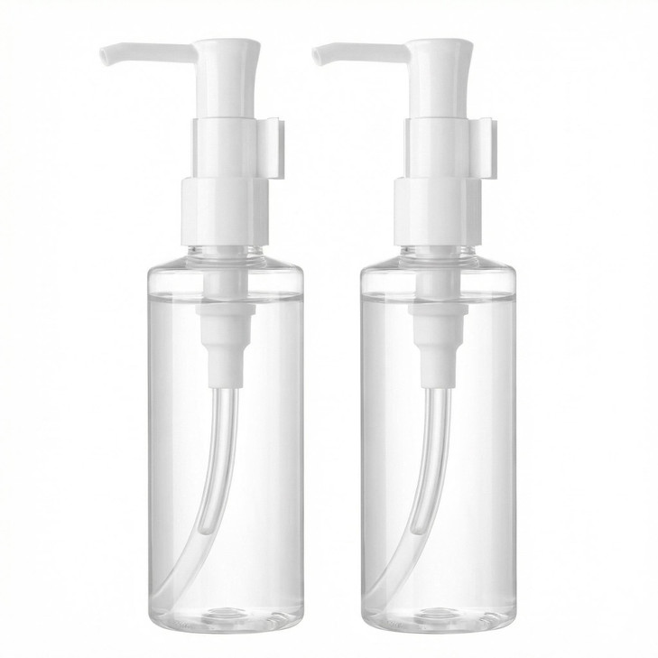 2PCS 150ML 5.1OZ Transparent Empty Plastic Press Bottle with White Pump Head Emulsion Shower Gel Shampoo Cleansing Oil Storage Holder Refillable Cosm
