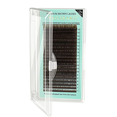NAGARAKU Natural Brown Color Eyelash Extensions 0.07mm D curl 7-15mm Mix Tray Individual Lashes Classic Faux Mink Volume 20 rows Soft Eyelash Supplie