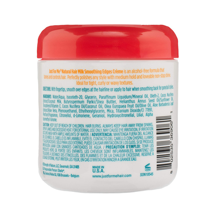 Just For Me Natural Hair Milk Smoothing Edges Creme, Tames Edges & Adds Shine, With Coconut Milk, Shea Butter, Vitamin E & Sunflower Oil, 6 Ounce