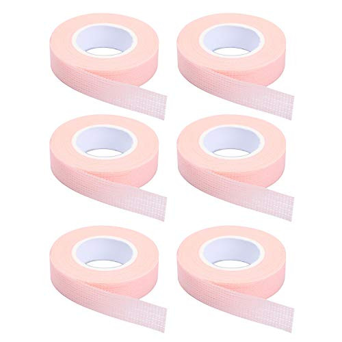 6 Rolls Eyelash Tape,Adhesive Fabric Eyelash Extension Tape,Breathable Micropore Fabric Tape for Eyelash Extension Supplies,9 m/10 Yard Each Roll (Pi