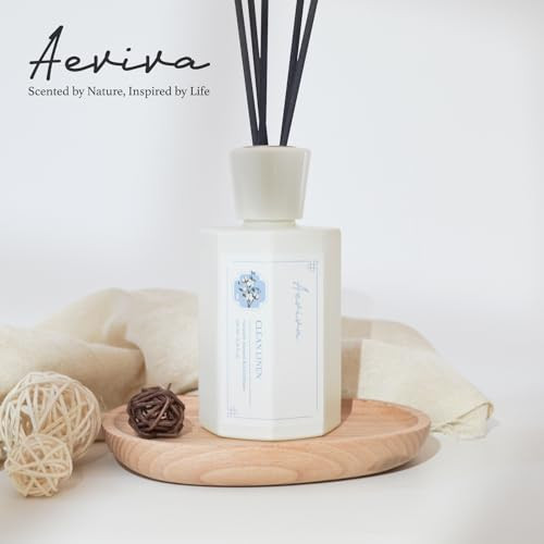 Aeviva Reed Diffuser Set, 6.76 fl oz Gardenia Scented Oil Diffuser, Home Fragrance with Reed Sticks for Bedroom, Office, Bathroom Shelf Decor & Gifts
