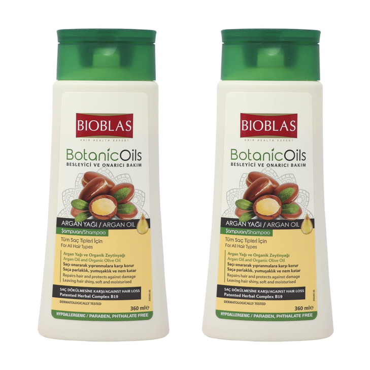 Bioblas Argan Oil & Organic Olive Oil Shampoo for Women & Men - Hydrating, Repairing, Strengthening Hair Growth Shampoo - Hypoallergenic, Paraben & D