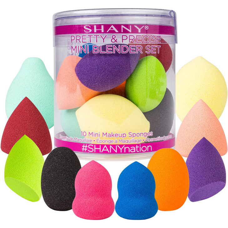 SHANY Pretty & Precise Mini Makeup Blender Puff Set - Premium Latex-Free Makeup Blender Beauty Sponges For Foundation and Blending - Set of 10
