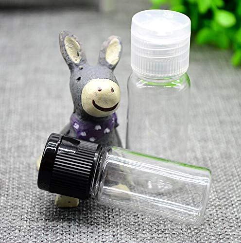 12Pcs 15ml/0.5oz Empty Plastic Sample Travel Bottle Container Jar Pot Vial with Black Flip Lid Perfect for Emollient Water Shower Gel Emulsion Etc