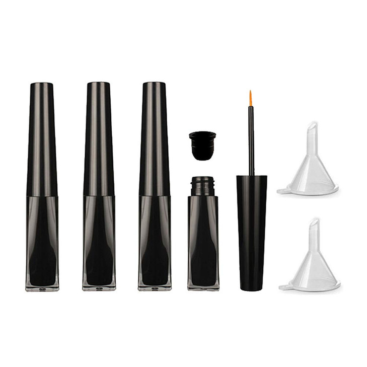 4 Pieces 3ml Empty Eyeliner Tubes with Refillable Eyelash Growth Liquid Bottle Plastic Eyeliner Vials Tube with Brush Eyelash Growth Oil Mascara Tube