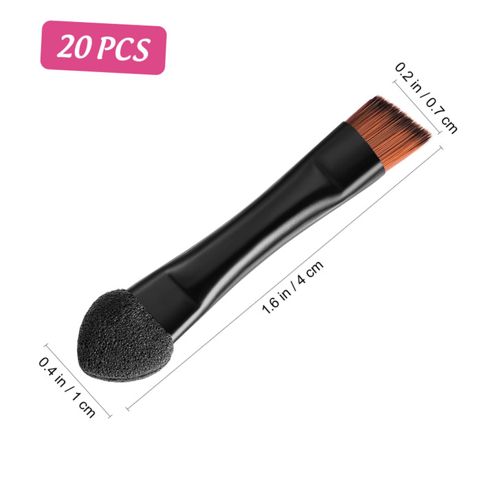 Lurrose Double Sided Eye Shadow Sponge Applicator Eye Brow Make Up Brush Portable Makeup Tool 20pcs (Black)