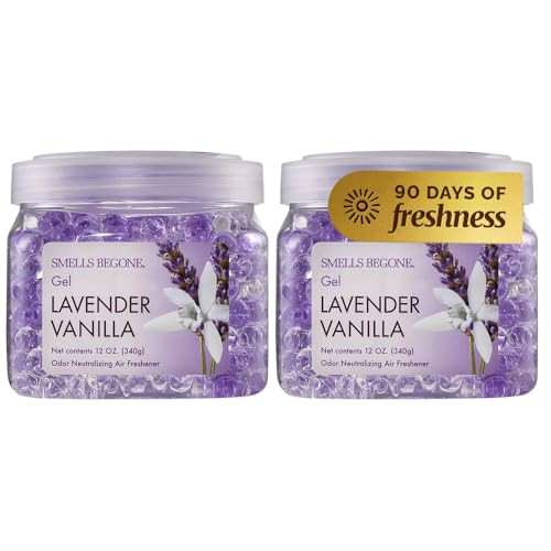 SMELLS BEGONE 12 oz Odor Eliminator Gel - Air Freshener- Absorbs & Eliminates Odor in Bathrooms, Basements, Cars, Boats, RVs & Pet Areas - Made with