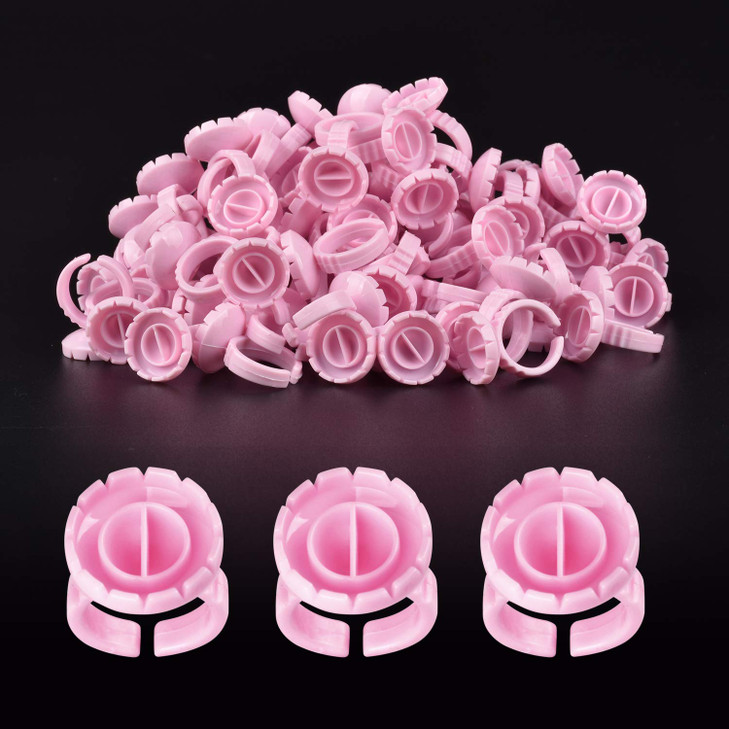 MEKK Glue Rings 100PCS Glue Rings for Eyelash Extension Lash Extension Supplies Disposable Lash Extension Supplies Fanning Blossom Cups for Eyelash E