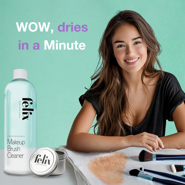 Felix Professional Makeup Brush Cleaner - Deep clean Rinse Free Quick Dry - Ideal for Cleaning and Odorizing Natural and Synthetic Make-up Brushes (3