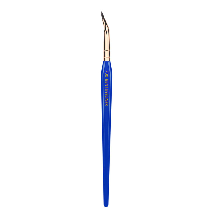 Bdellium Tools Professional Makeup Brush - Golden Triangle 708 Bent Eyeliner - With All Vegan and Soft Synthetic Fibers, For Smooth Application (Blue
