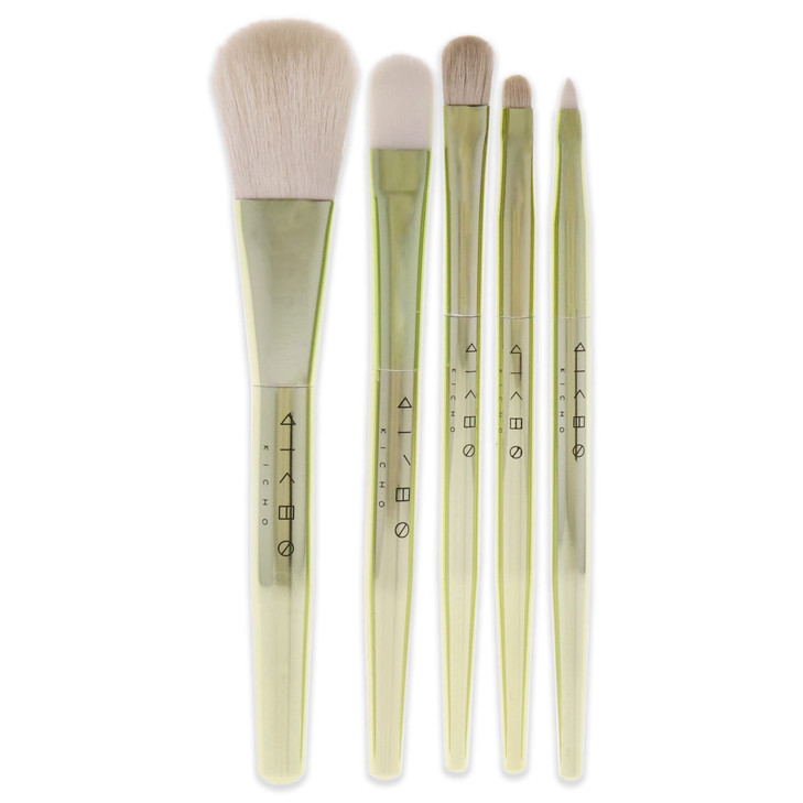 Kicho Tea Pot Brush Set Blush Brush, Concealer Brush, Shadow Brush, Detailer Brush, Eyeliner Brush Women 5 Pc