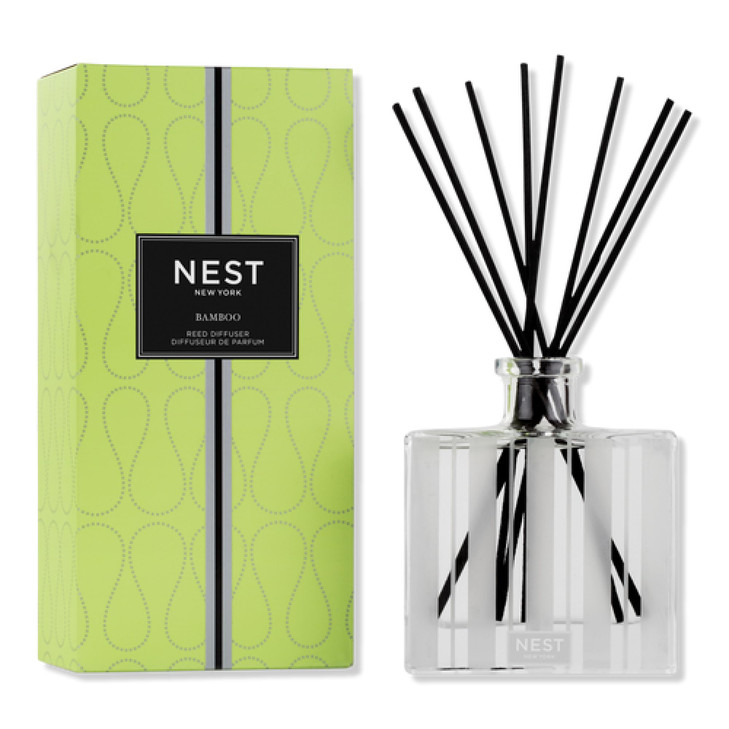 NEST New York Reed Diffuser, Bamboo - 5.9 fl oz - Fragrance for Up to 90 Days - Reusable, Refillable Glass Holder - Includes 8 All-Natural Reed Stick