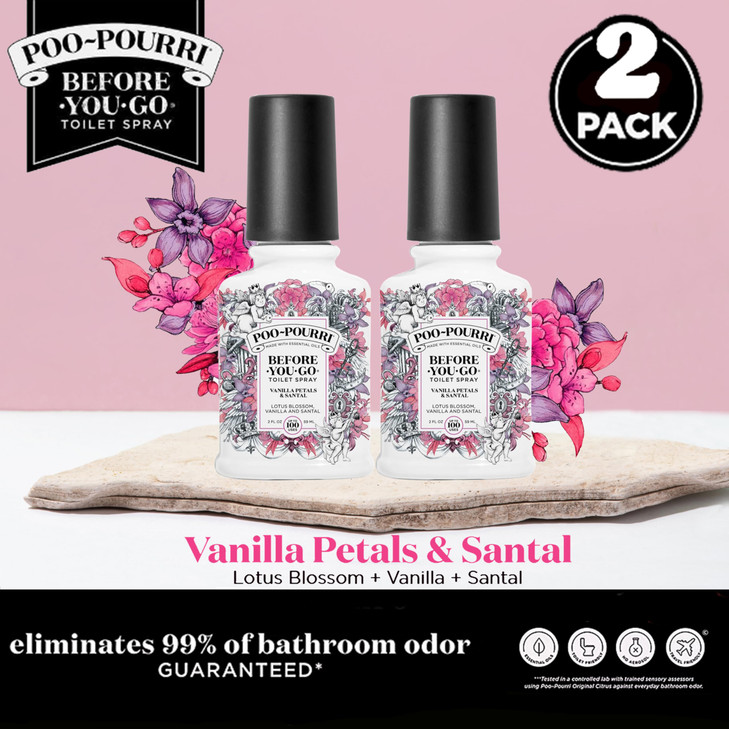 Poo-Pourri Vanilla Petals & Santal 2 Ounce Lotus Blossom, Vanilla & Santal Pack of 2