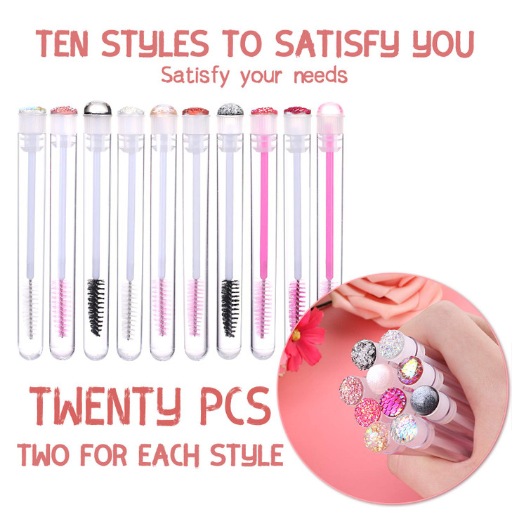 Dming 20 Pieces Eyelashes Brush Container Disposable Mascara Bruush Wand Case Lash Spoolies Tube Spoolie Holder Makeup Brush for Eyelash Extension Mi