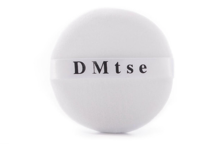 DMtse Round Jumbo Velour Powder Puff w Ribbon 4.25" Diameter White