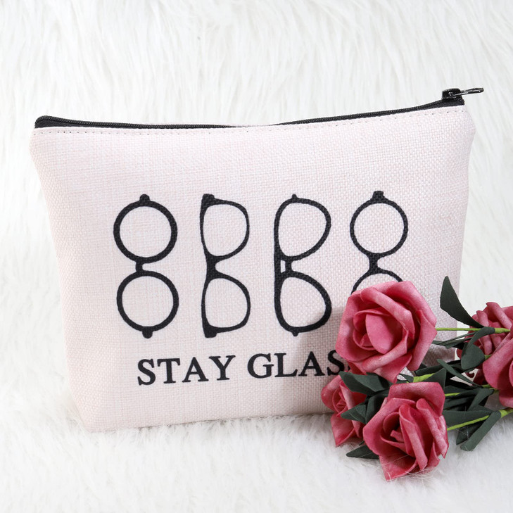 POFULL Optometrist Travel Cosmetic Bag Gift Eye Doctor Vision Gifts Stay Glassy Cosmetic Bag Zipper Pouch For Optometrist Optician