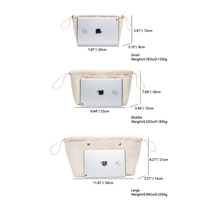 YONBEN Bag Divider Cotton Canvas Tote Organizer Insert large Handbag Extra Large Purse (L)