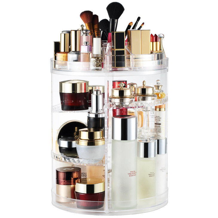 AMEITECH Makeup Organizer, 360 Degree Rotating Adjustable Cosmetic Storage Display Case with 8 Layers Large Capacity, Fits cosmetics, Makeup Brushes,