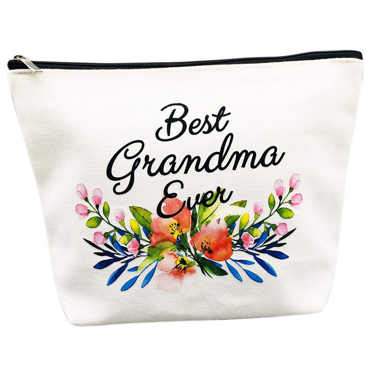 Charmoly Grandma Makeup Bag - Best Grandma Ever - Mother's Day and Birthday Gift for Grandmother, Nana, Mom from Granddaughter