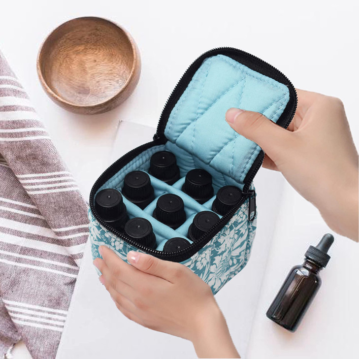 Rudmox 9 Bottles Essential Oil Carrying Case with Thick Foam Protection, Portable and Shockproof Organizer for 5ml to 10ml,15ml Bottles, Nail Polish,