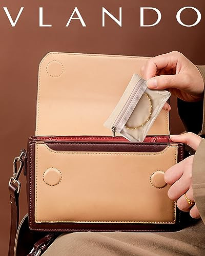 Vlando 12 Pcs Travel Jewelry Organizer Velvet Jewelry Pouch with Zipper Clear Travel Jewelry Bag for Travel Business Trip Mothers Day Gift for Mom W