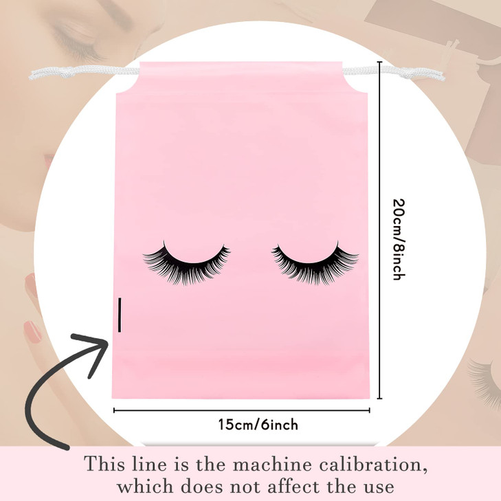 Shappy 50 Pcs Eyelash Aftercare Bags Eyelash Aftercare Plastic Makeup Bags with Drawstring Beauty Gift Cosmetic Sample Pouch for Women Girls Business