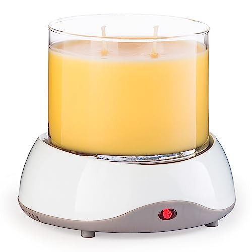 CANDLE WARMERS ETC. Auto Shutoff Candle Warmer Plate (White, Plug-in)  Modern Candle Wax Warmer with 8-Hour Timer