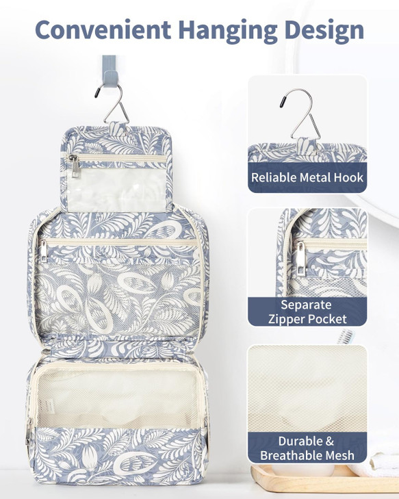 Narwey Small Hanging Travel Toiletry Bag for Women, Travel Bag for Toiletries, Floral Makeup Bag Organizer Cute Cosmetic Bags Make Up Bags for Girls