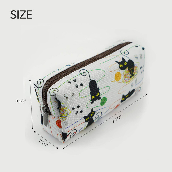 LParkin Cute Cat Pencil Case Bag Knitting Notion Pouch Kitten Gifts for Cat Lovers Makeup Bag Cosmetics Bag Zipper Closure Portable Stationery Organi