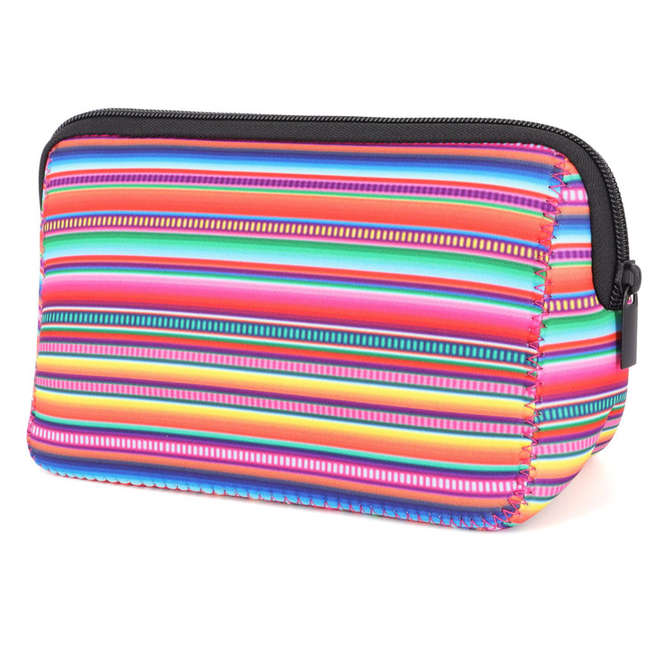 AJLTPA Cosmetic Bag Waterproof Neoprene Zipper Pouch Travel Portable Toiletry Makeup Bags Organizer Case for Women and Girls, Serape