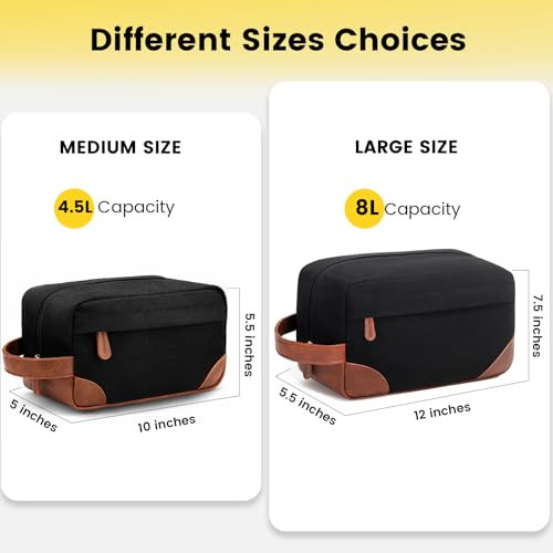 Vorspack Travel Toiletry Bag - Hanging Toiletry Bag for Men Water Resistant Canvas Shaving Bag with Large Capacity for Travel - Black