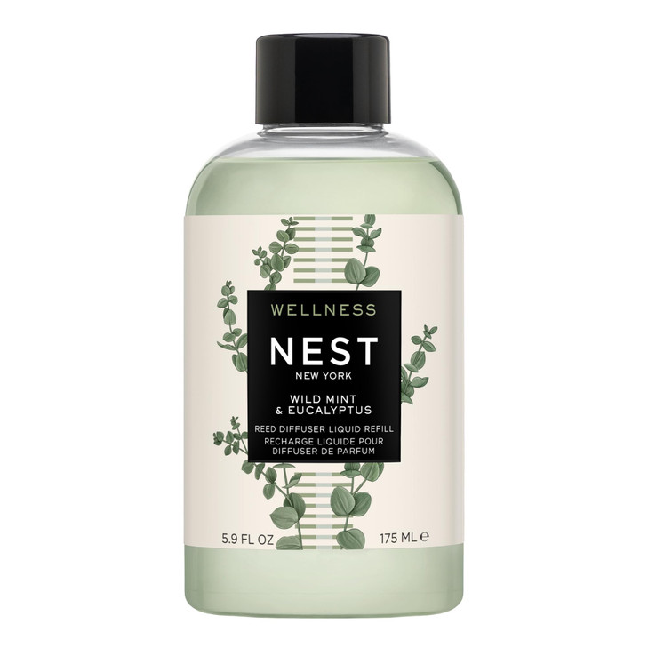 NEST New York Reed Diffuser Liquid Refill, Wild Mint & Eucalyptus - 5.9 fl oz - Fragrance for Up to 90 Days - Flame Free