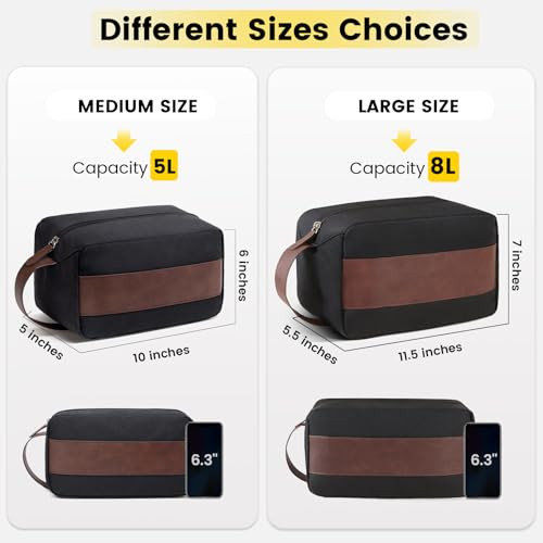 Vorspack Toiletry Bag for Men - Water Resistant Travel Bag for Toiletries, Accessories, Travel Essentials, Gifts - Black