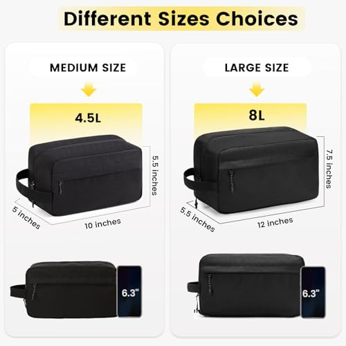 Vorspack Travel Toiletry Bag for Men - Hanging Toiletries Bag Water Resistant Travel Bag for Toiletries Accessories - Black