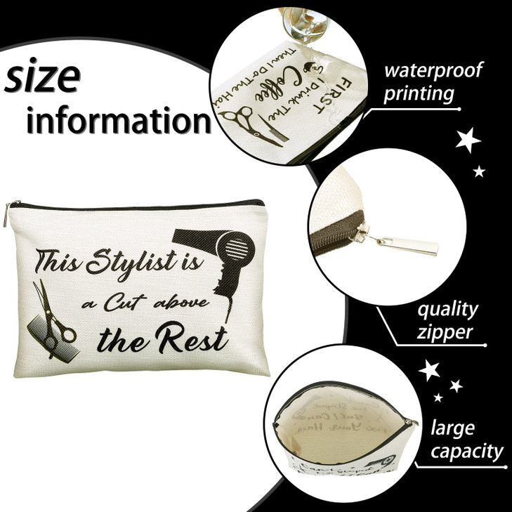 4 Pieces Hairdresser Cosmetology Graduation Gift Hairdresser Cosmetic Bag Hair Stylist Makeup Bag Funny Hair Dresser Travel Case Inspirational Stylis