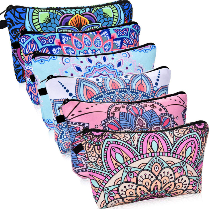 Chuangdi 6 Pieces Makeup Bag Toiletry Pouch Waterproof Cosmetic Bag with Zipper Travel Packing Pouch 8.7 x 5.3 Inch Small Cosmetic Organizer Accessor