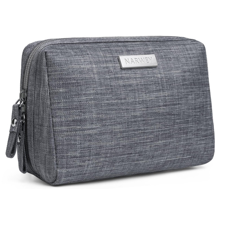Narwey Small Makeup Bag for Purse Mini Cosmetic Bag Travel Makeup Pouch Zipper Pouch Cute Make up Bags with Compartments for Women (Small, Grey)