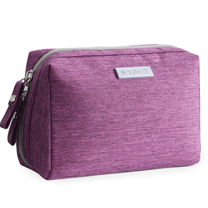 Narwey Small Makeup Bag for Purse Mini Cosmetic Bag Travel Makeup Pouch Zipper Pouch Cute Make up Bags with Compartments for Women (Small, Purple)