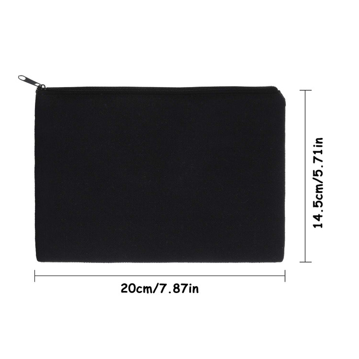 Gejoy 10 Pieces Cosmetic Canvas Pouch Bag Multipurpose Makeup Bag with Zipper Cotton Canvas Travel Toiletry Pouch DIY Craft (M, Beige and Black)