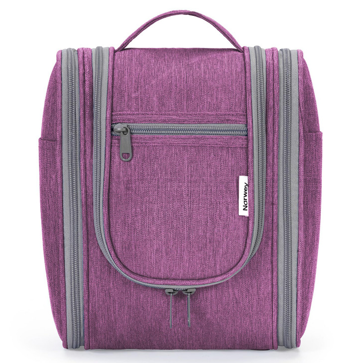 Narwey Small Hanging Toiletry Bag Women Travel Makeup Bag Organizer Toiletries Bag for Travel Size Essentials Accessories Cosmetics (Medium, Dark Pur