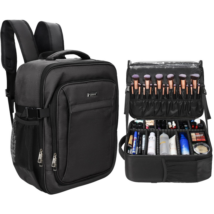 Relavel Makeup Backpack, Professional Travel Train Case Makeup Artist Kit Set Bag for Women Extra Large Cosmetic Organizer, Brush Storage Holder, wit