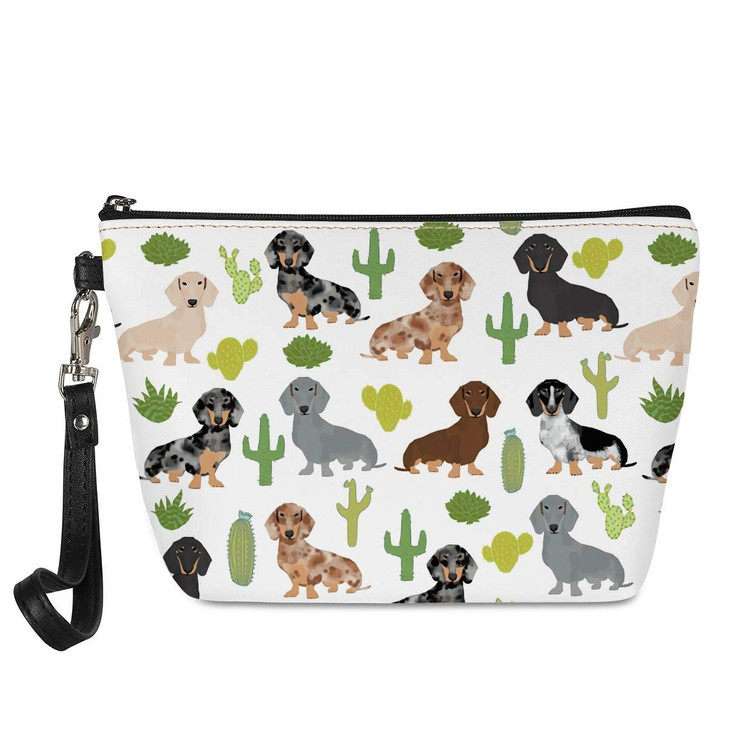 Mumeson Tropical Dachshund Print Makeup Bag for Purse, Portable Cosmetic Bags for Women, Coin Purse Lipstick Cosmetic Accessories Organizer, Small Tr