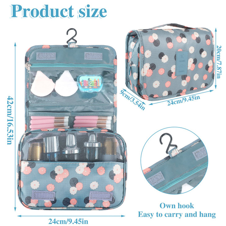 Pengxiaomei Toiletry Bag, Waterproof Hanging Cosmetic Bag Portable Travel Makeup Pouch Multifunction Handle Travel Toiletry Bag Organizer with Hook f