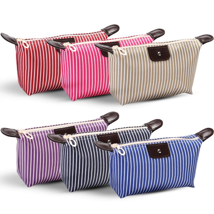 Makeup Bag Cosmetic Bags for Women Waterproof Toiletry Bag Multifunction Pouch Bag Portable Travel Pouch Stripe Organizer Set 6 Colors