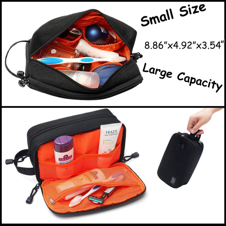 Mens Toiletry Bag Waterproof Organizer Bag Travel Shaving Dopp Kit Perfect Travel Accessory Gift (Black)