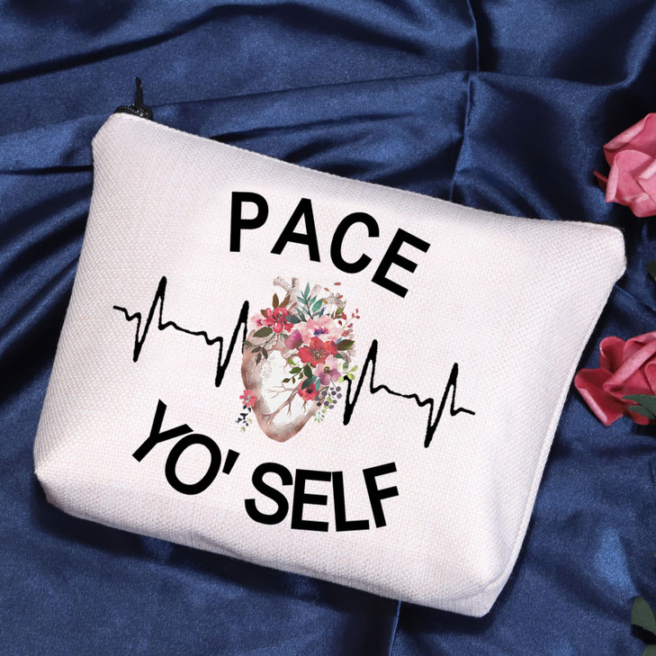 POFULL Cardiology Gift Heart Doctor Gift Pace Yo'self Cosmetic Bag Heart Anatomy Cardiology Gift (Pace Yo'self bag)