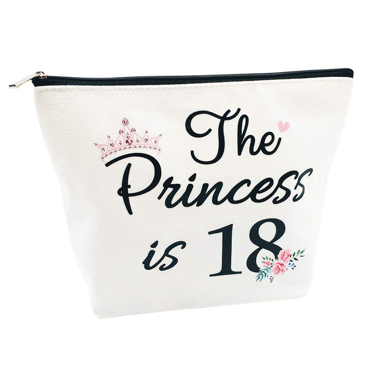 18th Birthday Gifts for Women Best Friend Daughter Funny 18 Year Old Birthday Gift for Her The Princess is 18 Cute Makeup Bag Celebrate Turning Eight