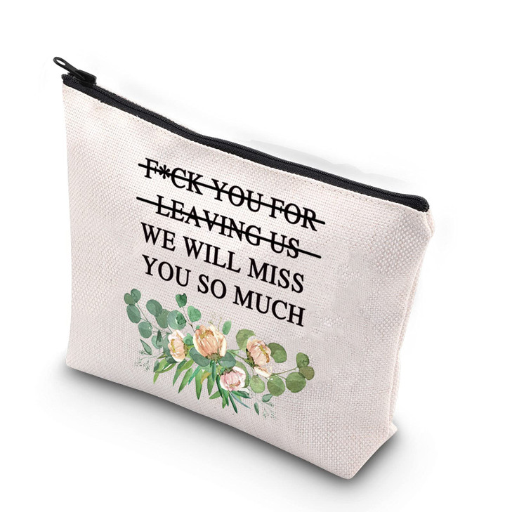 WCGXKO Funny Coworker Leaving Gift We Will Miss You So Much Going Away Gift For Colleague Zipper Pouch Makeup Bag (For Leaving us)